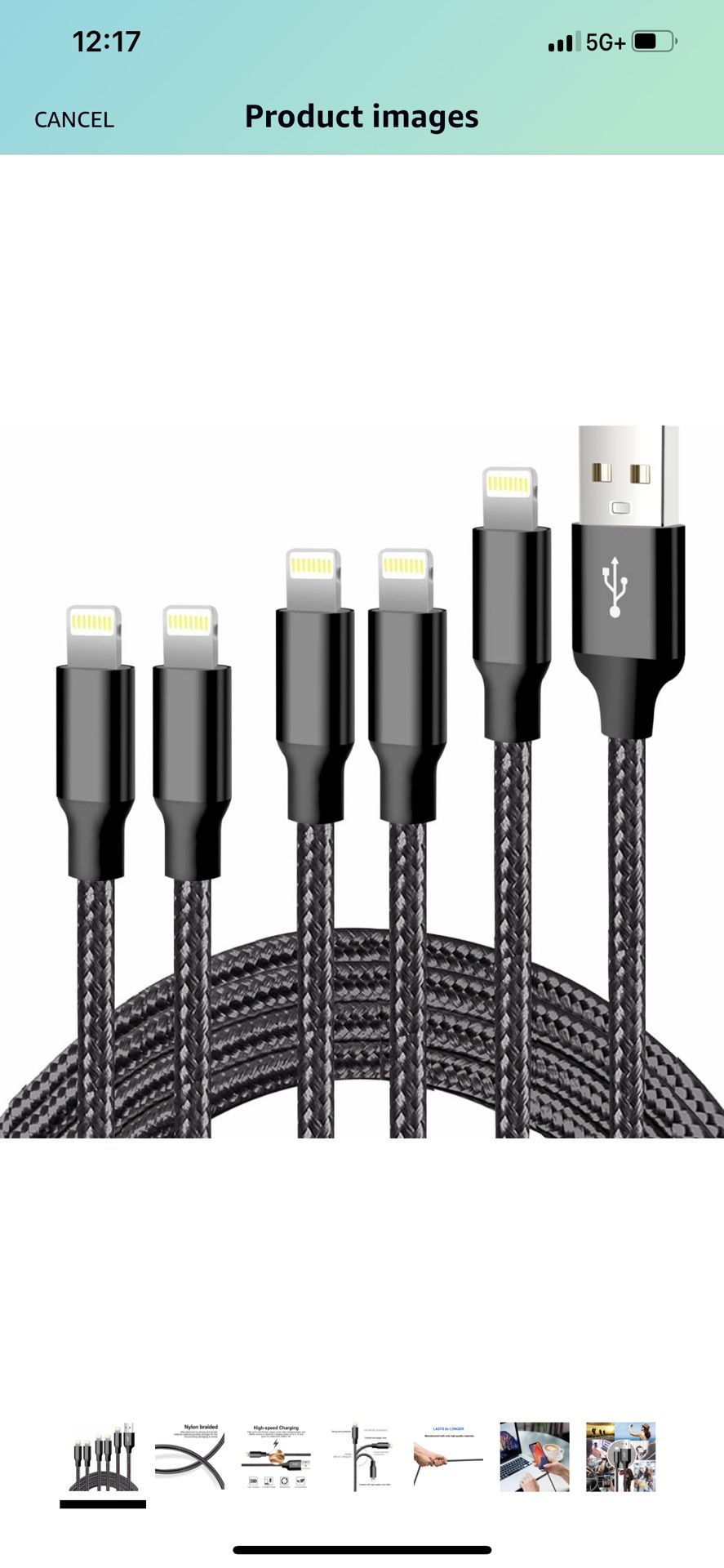 iPhone Charger, 5 Pack 3/3/6/6/10FT Apple MFi Certified USB Lightning Cable Nylon Braided Fast Charging Cord Compatible for iPhone 14/13/12/11/X/Max/8