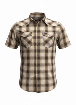 Dixxon Flannel Co Dodge City Bamboo Short Sleeve Plaid Pearl Snap Shirt Mens XL