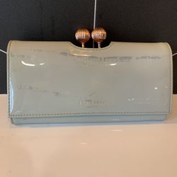 TED BAKER Bobble Matinee Grey Patent Leather Wallet Clutch