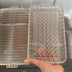 Vintage Antique Glass Serving Trays