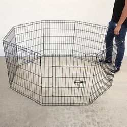 $36 (New in box) Foldable 30” tall x 24” wide x 8-panel pet playpen dog crate metal fence exercise cage play pen 