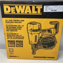 DEWALT DW66C-1 2-1/2 Inch 15 Degree Coil Siding and Fencing Nailer. Brand New