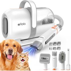 Afloia Dog Grooming Kit, Pet Grooming Vacuum & Dog Clippers & Dog Brush for Shedding with Vacuum Grooming Tools, Low Noise Dog Vacuum Hair Remover Pet