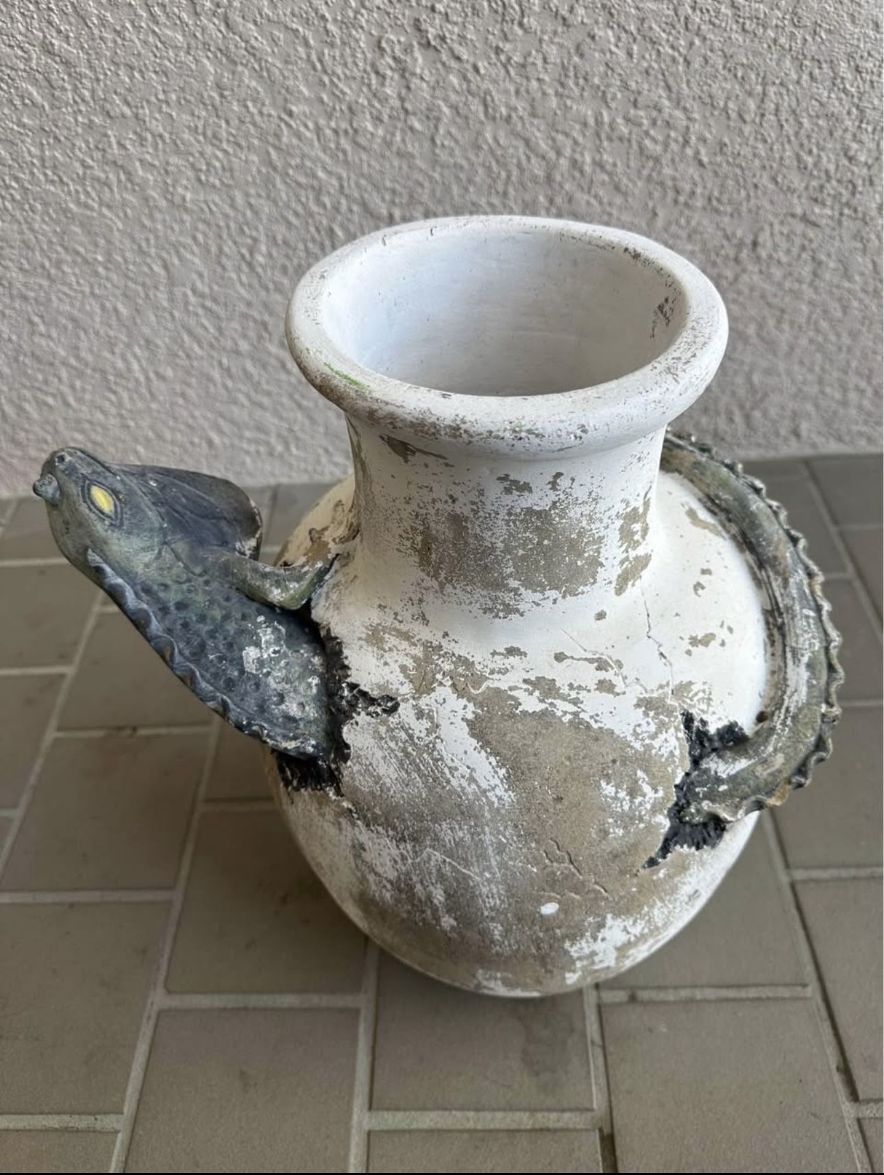 Vintage Clay Iguana Garden Pot