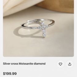 Moissanite cross ring 925 silver