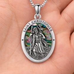 St Christopher 925 Sterling Silver Necklace 