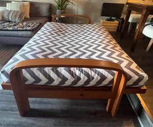 Full Wood Futon Sofa Couch Bed Mattress Clean Modern Contemporary