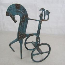 Frederick Weinberg Style Brass Etruscan Horse w/ Chariot Athena Owl
