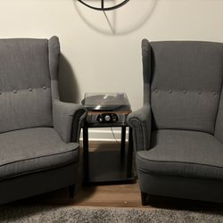 Set Of Two Gray Arm Chairs