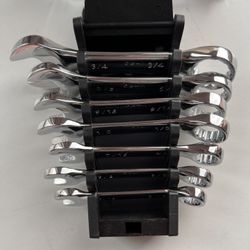 New Stubby Wrenches W/storage Rack SAE 7pc.
