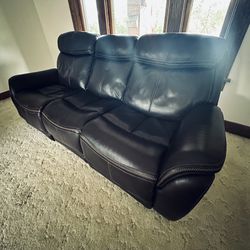Brown Leather Reclining Sofa 