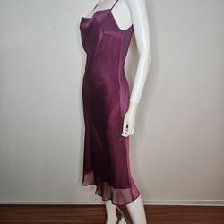 Lucent Y2k VTG Silky Spaghetti Strap Midi Slip Dress in Plum Size S