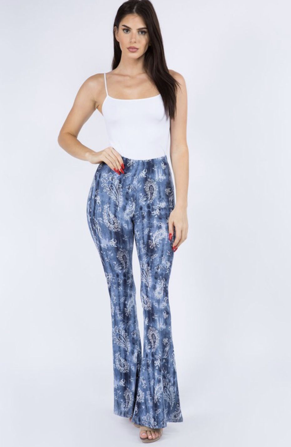 High Waisted Pants. Blue And Brown