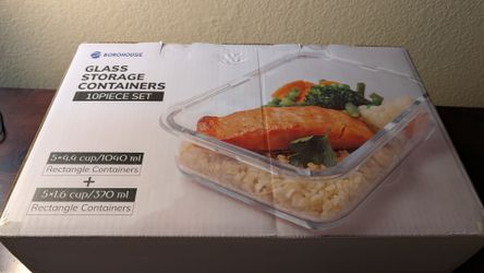 10-Pack Glass Food Storage Containers with Tempered Lids