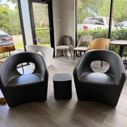 Modern Outdoor Patio Set - 2 Chairs + Side Table - $300