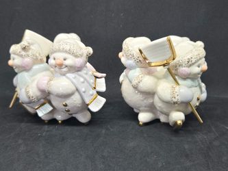 Lenox Snowman Candle Holders Set