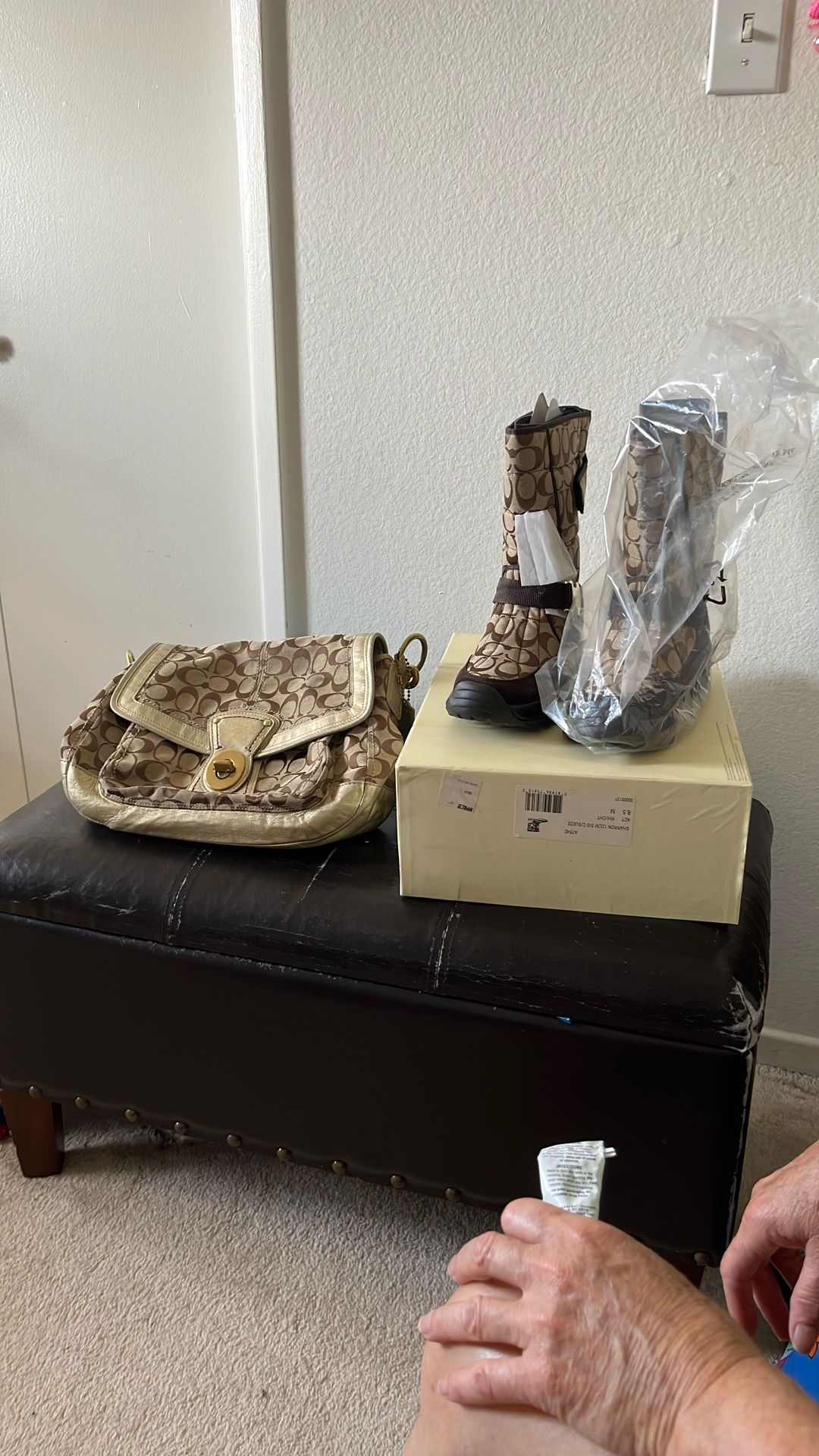 Brown Coach Boats  And Purse