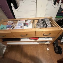 IKEA Solid Wood Kitchen Island / Storage Console with Drawers and Shelves