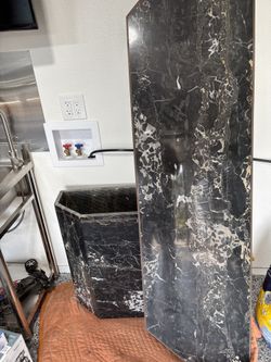 Vintage Marble Wall Table With Brass Outlining