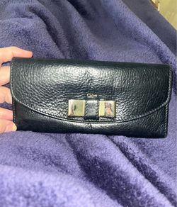 Chloé Black Leather Continental Bow Wallet
