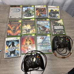 Original Xbox Untested Lot Of 11 Games With Manuals And 2 Wired Controllers 