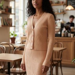 NWT L*Space Pink & Yellow Ribbed Sweater & Skirt  Set (Can Be Sold Separetly)