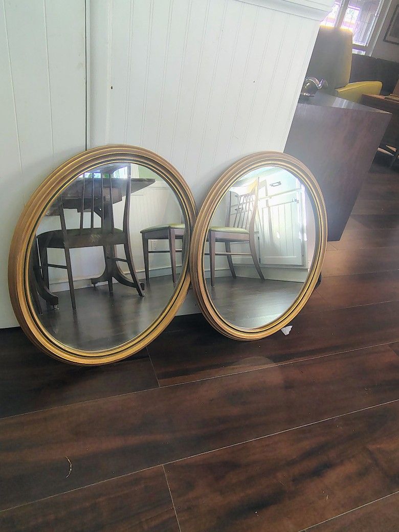 Matching Gold Oval Mirrors