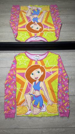 Y2K 2000s Kids / Toddlers Disney Kim Possible Cheerleading All Over Print Long Sleeve Ribbed Shirt