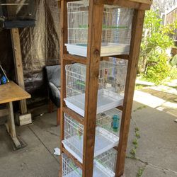 Bird Cage Wood Tower With Cages