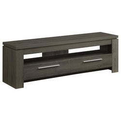 💎2-drawer Engineered Wood 59" TV Media Stand Weathered Grey Finish💎