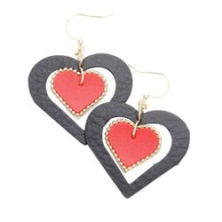 Stylish Faux Leather Heart Dangle Earrings