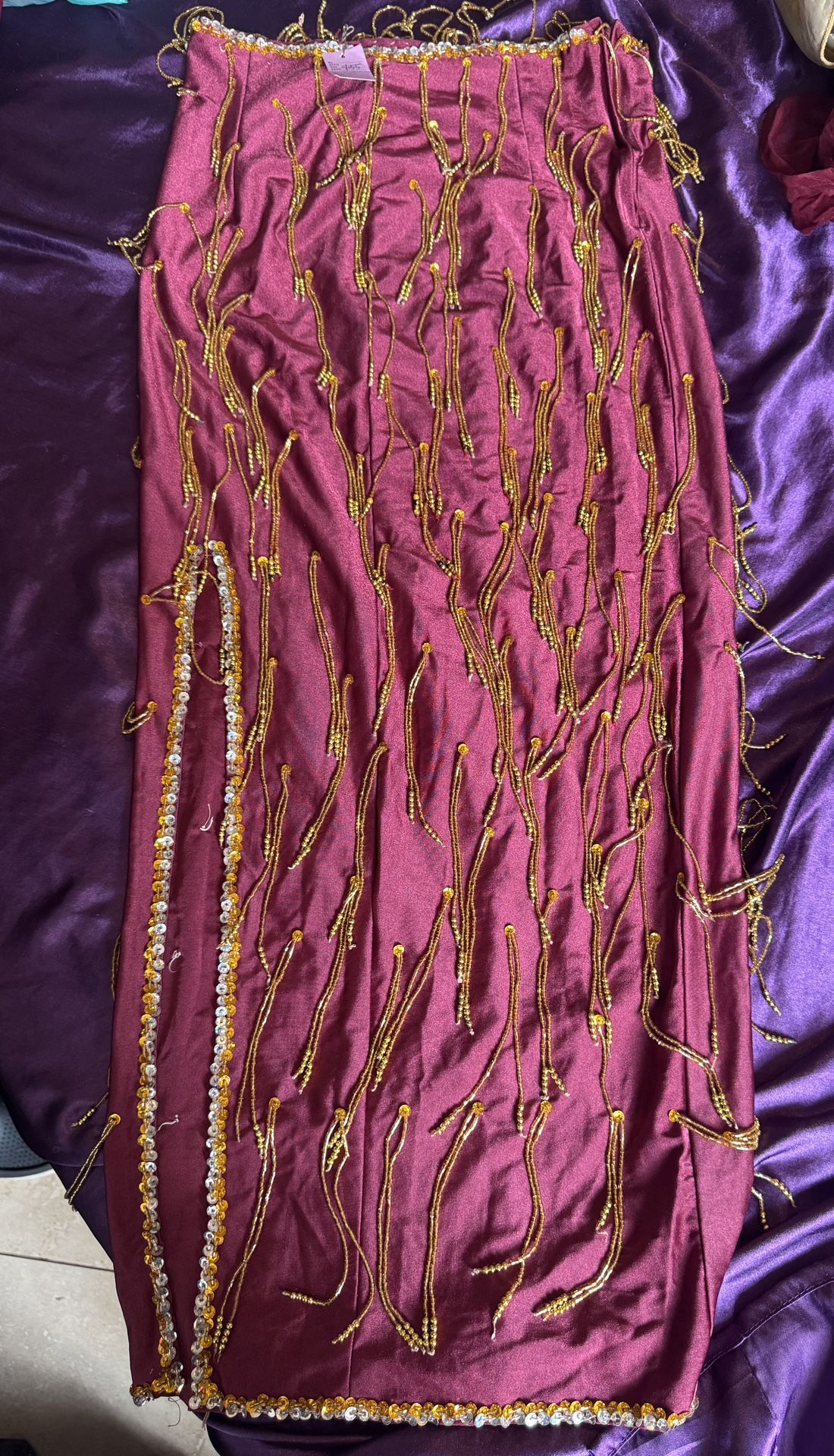 Belly Dance Costume Skirt With Beaded Fringe