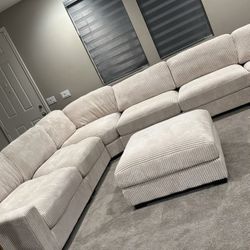 Extra Large Ivory Or Grey Modular Sectional 7 Piece Set Extra Plush Corduroy Fabric Brand New In Box Firm Price $1,380 