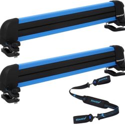 Multi-Purpose Alumium blue Ski Rack with ski strap carrier, for Skis, Snowboards, Fishing Rods