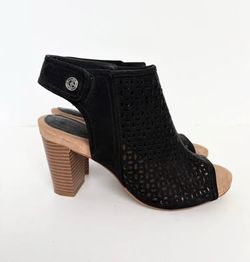 Women's Size 6.5 Black Giani Bernini Perforated Peep-Toe High Heel Booties with Memory Foam Insoles
