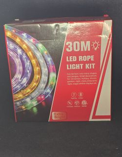 NEW 30M (98ft) Christimas Light Extra Bright LED Rope Light Kit - Waterproof, White Color, 8 Modes