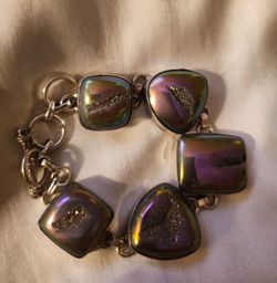 925 Irridescent Druzy 7.25"-8.25 Bracelet