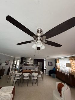 5-Blade Ceiling Fan with Light – Dark Wood Finish $60