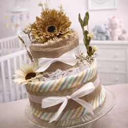 New Baby Shower Gender Neutral Diaper Cake Gift 