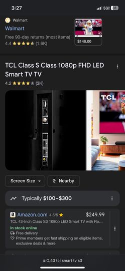 TCL 43” Smart TV