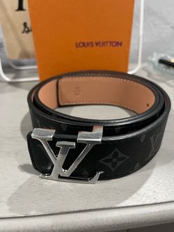 Black monogram belt with silver buckle