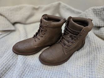 Goodfellow & Co. Men's Jeffrey Cap Toe Combat Boots Faux Leather Brown Size 8