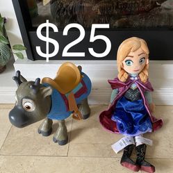 $25 Disney Store Frozen Sven Reindeer and Anna Plush