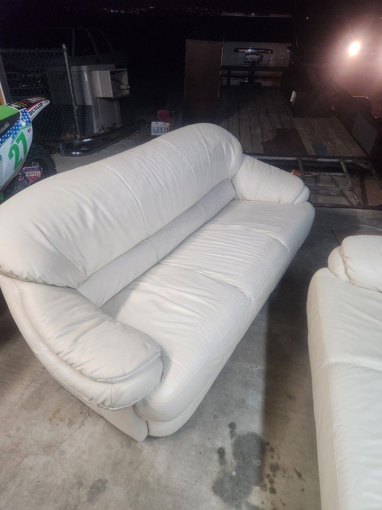White Leather Sofa Set