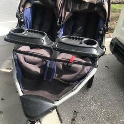 Double bob Navy Stroller With accessories 