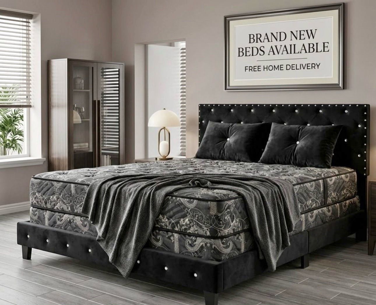 NEW QUEEN SIZE BED WITH MATTRESS AND BOXSPRING INCLUDING FREE DELIVERY PAY ON ARRIVAL