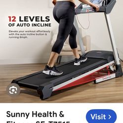 BRAND NEW ELECTRIC SUNNY HEALTH & FITNESS SMART TREADMILL  WITH AUTO INCLINE!!!
