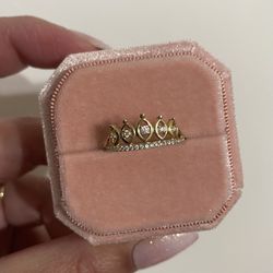 14k Solid Yellow Gold Tiara Crown Ring 