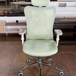  Ergonomic Office Chair, Computer Desk Chair with Adjustable Headrest and Lumbar Support, High Back Executive Swivel Chair for Home Office (Light Gree