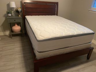Like New- Full Size Bed Frame and brand New Mattress